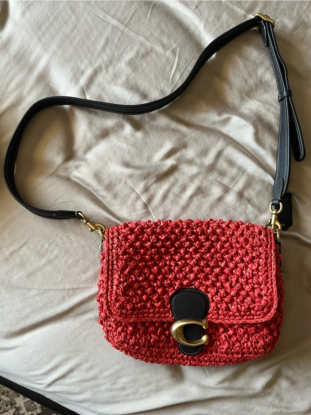 Coach crochet raffia bag